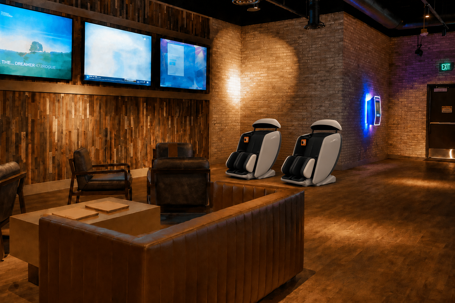 Lemo recovery chairs in a Station Casinos VIP lounge setting.